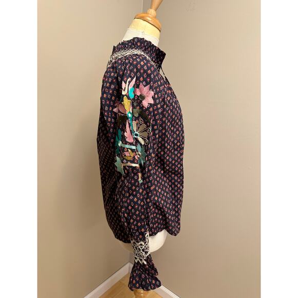 NWT Figue Charlie Top Foulard Mini Berry Sz Medium - Picture 5 of 9